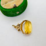 9ct Yellow Gold & Faceted Citrine Spinner Fob Pendant Vintage c1970
