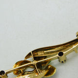 Art Nouveau Boxed 15ct Gold, Enamel & Amethyst Iris Flower Brooch Antique