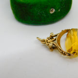 9ct Yellow Gold & Faceted Citrine Spinner Fob Pendant Vintage c1970