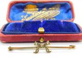 Edwardian 9ct Yellow Gold & Seed Pearl Set Ribbon Sweetheart Brooch Antique 1910