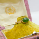 9ct Yellow Gold & Cabochon Jade Band Ring Vintage 1979 London