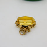 9ct Yellow Gold & Faceted Citrine Spinner Fob Pendant Vintage c1970