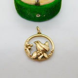 9ct Yellow Gold Perched Robin Sweetheart Pendant Vintage 1979 Sheffield