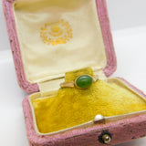 9ct Yellow Gold & Cabochon Jade Band Ring Vintage 1979 London