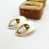 Danish Jemax Sterling Silver White Guilloche Enamel Clip-On Earrings c1940
