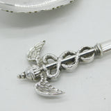 Pair Edwardian Sterling Silver Caduceus Serving Spoons Antique 1903 Sheffield