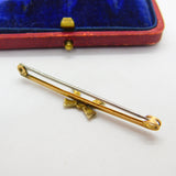 Edwardian 9ct Yellow Gold & Seed Pearl Set Ribbon Sweetheart Brooch Antique 1910