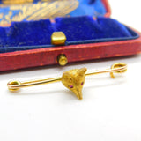 14ct Yellow Gold Fox Mask Stock Pin or Brooch Antique c1930 Art Deco