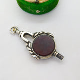 Victorian Sterling Silver, Bloodstone & Carnelian Spinner Watch Key Fob Antique