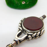 Victorian Sterling Silver, Bloodstone & Carnelian Spinner Watch Key Fob Antique
