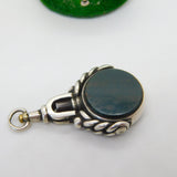 Victorian Sterling Silver, Bloodstone & Carnelian Spinner Watch Key Fob Antique