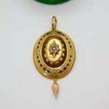 Victorian 18ct Gold, Enamel & Seed Pearl Mourning Pendant Antique c1860
