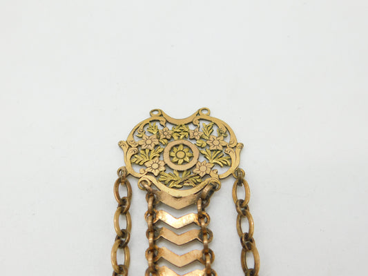 Victorian French Two-Tone Rolled Gold Floral Sewing Chatelaine Clip Antique 1880