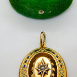 Victorian 18ct Gold, Enamel & Seed Pearl Mourning Pendant Antique c1860