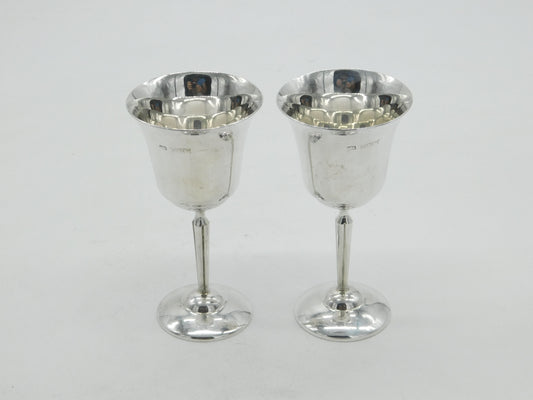 Pair of Sterling Silver Port or Sherry Goblets Vintage 1971 Birmingham