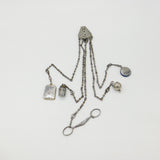 Large Victorian Cut Steel Sewing Chatelaine with Multiple Tools Antique c1850
