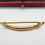 9ct Yellow Gold & Seed Pearl Crescent Moon Sweetheart Brooch Antique 1912