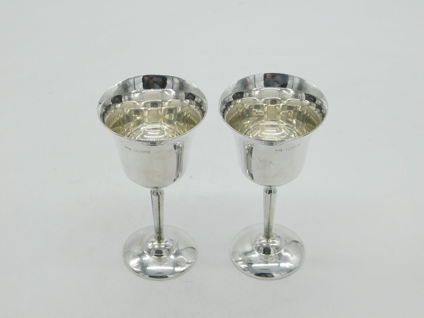 Pair of Sterling Silver Port or Sherry Goblets Vintage 1971 Birmingham