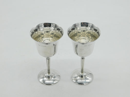 Pair of Sterling Silver Port or Sherry Goblets Vintage 1971 Birmingham