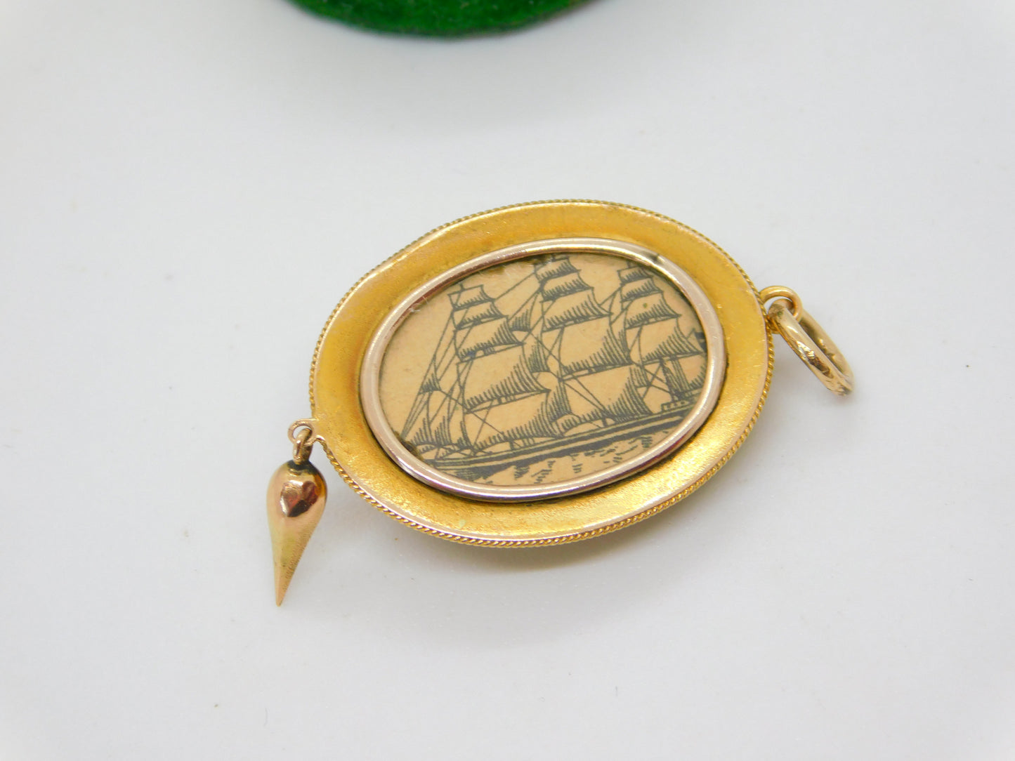 Victorian 18ct Gold, Enamel & Seed Pearl Mourning Pendant Antique c1860
