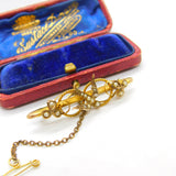 Edwardian 9ct Gold & Seed Pearl Swallow Sweetheart Brooch Antique 1908 Chester