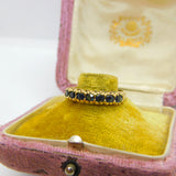 9ct Yellow Gold & Natural Sapphire Half-Eternity Ring Vintage 1978 London