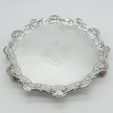 Large Georgian Sterling Silver Armorial Heraldic Crest Salver 1762 London Antique