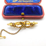 Edwardian 9ct Gold & Seed Pearl Swallow Sweetheart Brooch Antique 1908 Chester