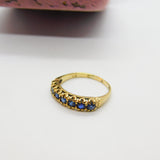 9ct Yellow Gold & Natural Sapphire Half-Eternity Ring Vintage 1978 London