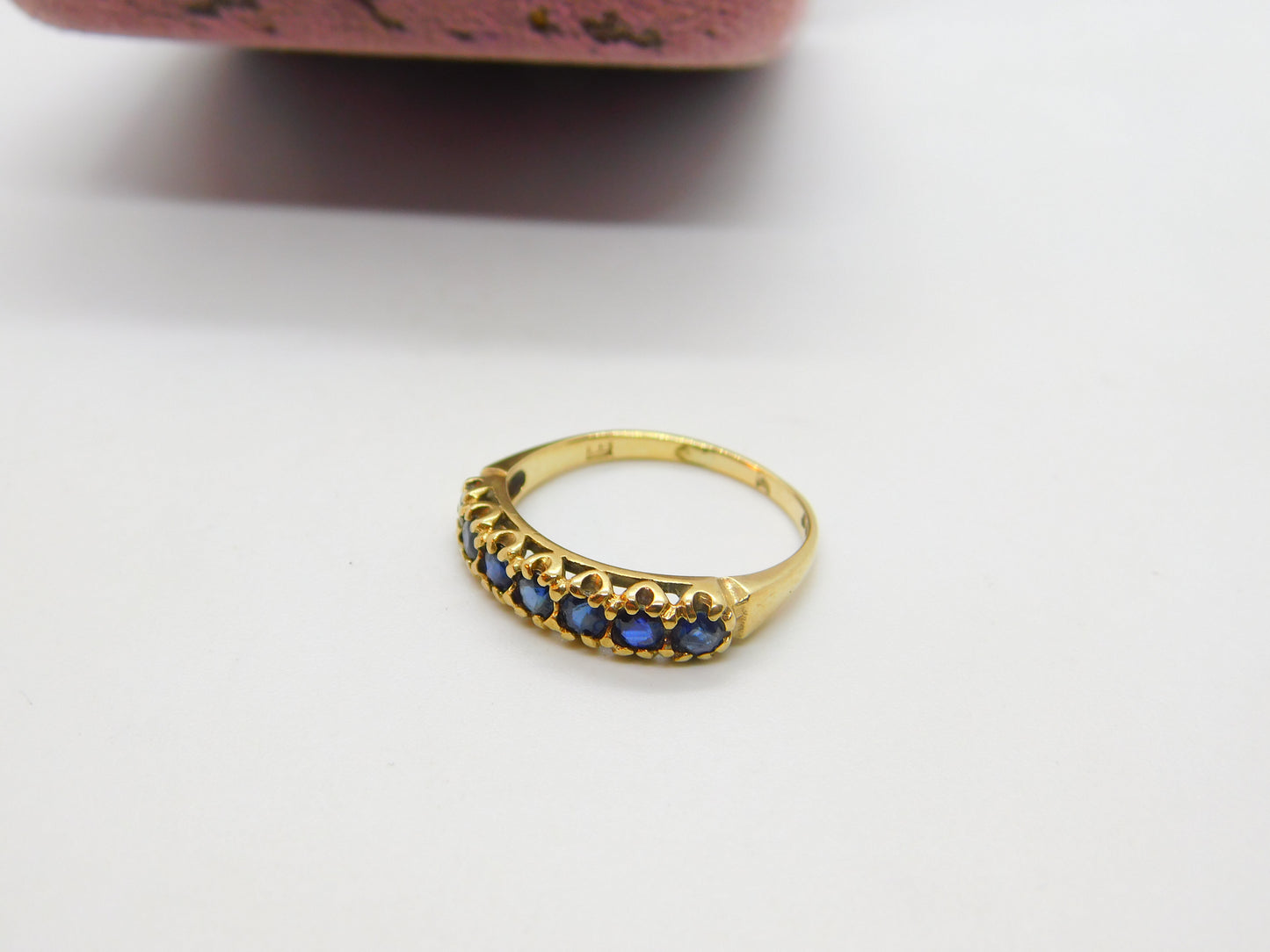 9ct Yellow Gold & Natural Sapphire Half-Eternity Ring Vintage 1978 London