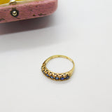 9ct Yellow Gold & Natural Sapphire Half-Eternity Ring Vintage 1978 London