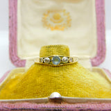 Victorian 18ct Gold, Aquamarine & 0.15ct Diamond Band Ring Antique c1900