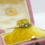 Victorian 18ct Gold, Aquamarine & 0.15ct Diamond Band Ring Antique c1900