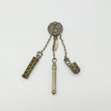Victorian Egyptian Revival Goddess Gilt Metal Chatelaine inc Tools Antique c1850