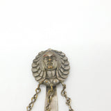 Victorian Egyptian Revival Goddess Gilt Metal Chatelaine inc Tools Antique c1850