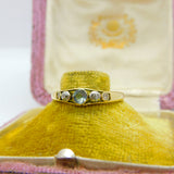 Victorian 18ct Gold, Aquamarine & 0.15ct Diamond Band Ring Antique c1900