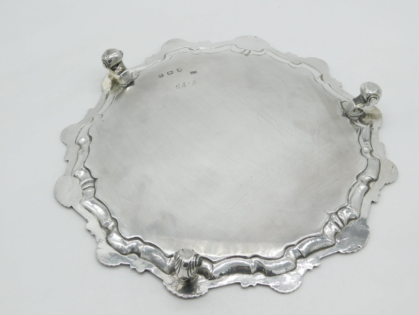 Large Georgian Sterling Silver Armorial Heraldic Crest Salver 1762 London Antique