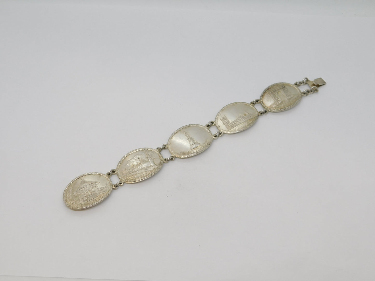 WWII Sterling Silver Allied Nations of War Panel Bracelet Antique 1945 London