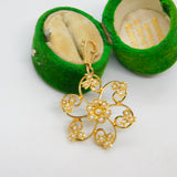 Victorian 15ct Gold, Seed Pearl Floral Mourning Pendant Locket Reverse c1890