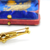 Edwardian 15ct Gold, Topaz & Seed Pearl Suffragette Brooch Antique c1910