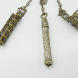 Victorian Egyptian Revival Goddess Gilt Metal Chatelaine inc Tools Antique c1850
