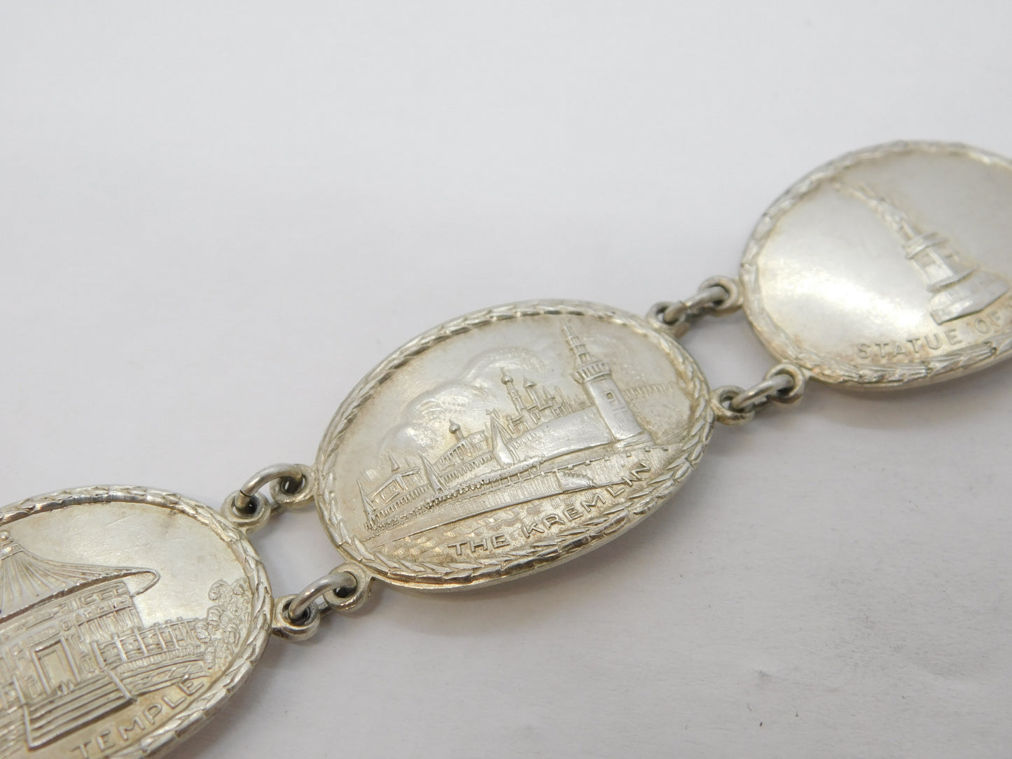 WWII Sterling Silver Allied Nations of War Panel Bracelet Antique 1945 London