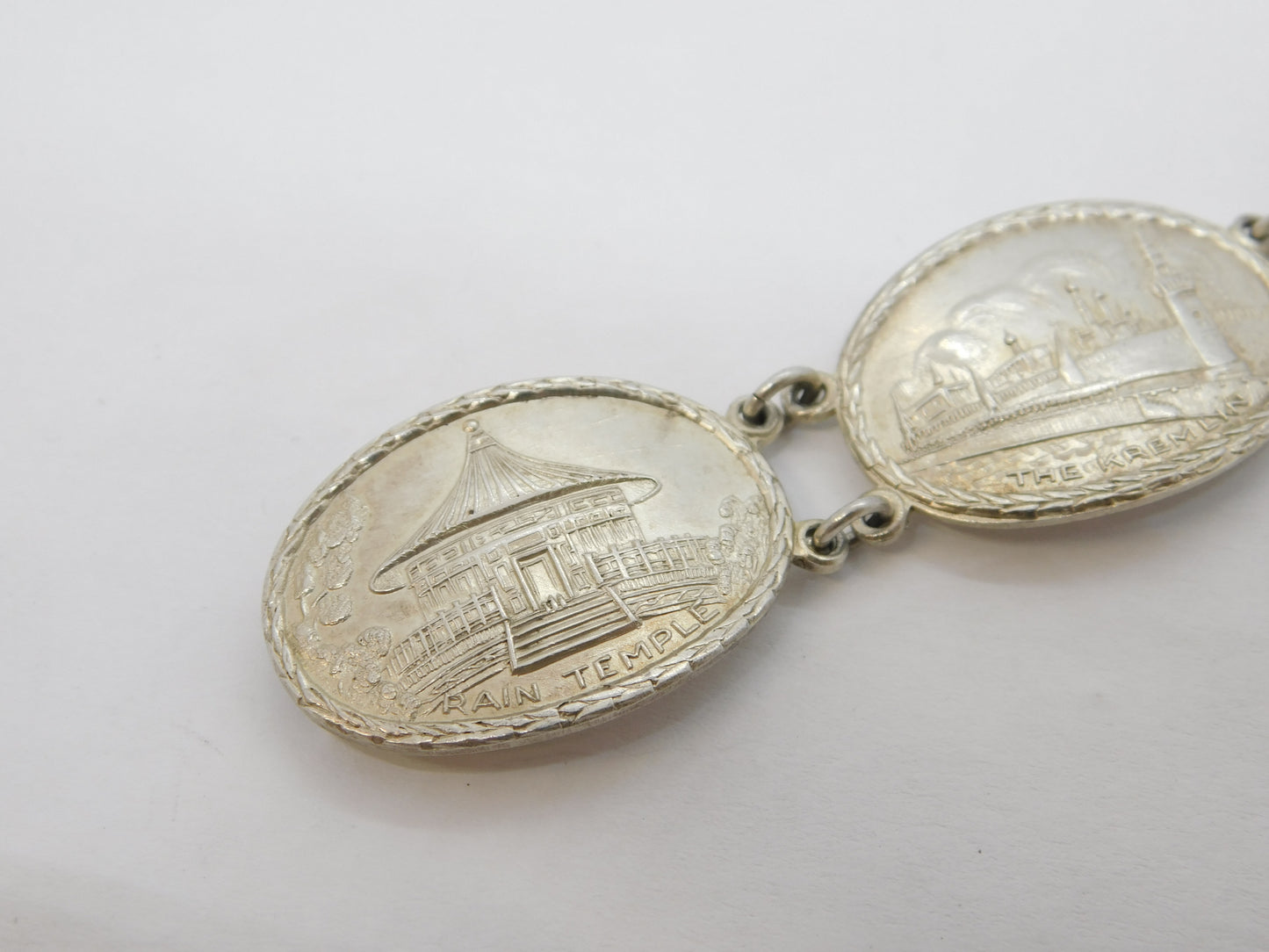 WWII Sterling Silver Allied Nations of War Panel Bracelet Antique 1945 London