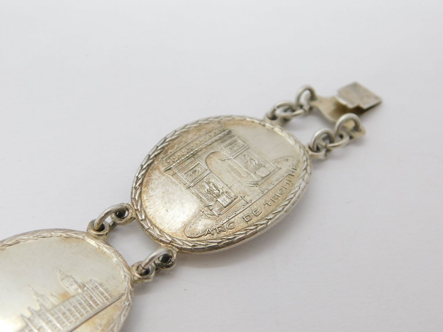 WWII Sterling Silver Allied Nations of War Panel Bracelet Antique 1945 London