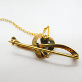 Edwardian 9ct Yellow Gold & Garnet Drop Brooch Pin Antique c1910
