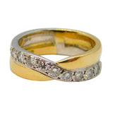 18ct Bi-Colour Gold & 0.5ct Brilliant Cut Diamond Crossover Ring Vintage London