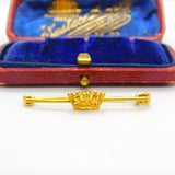 15ct Yellow Gold Crown Form Royal Navy Sweetheart Brooch Antique c1915
