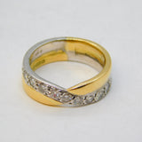 18ct Bi-Colour Gold & 0.5ct Brilliant Cut Diamond Crossover Ring Vintage London
