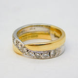 18ct Bi-Colour Gold & 0.5ct Brilliant Cut Diamond Crossover Ring Vintage London