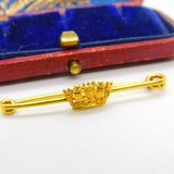 15ct Yellow Gold Crown Form Royal Navy Sweetheart Brooch Antique c1915